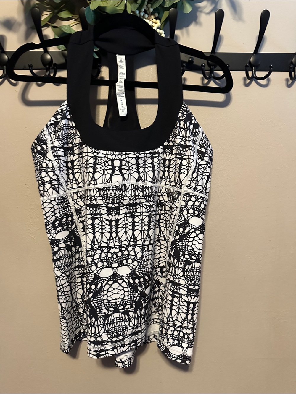 lululemon athletica Black and White Printed Halter Tank